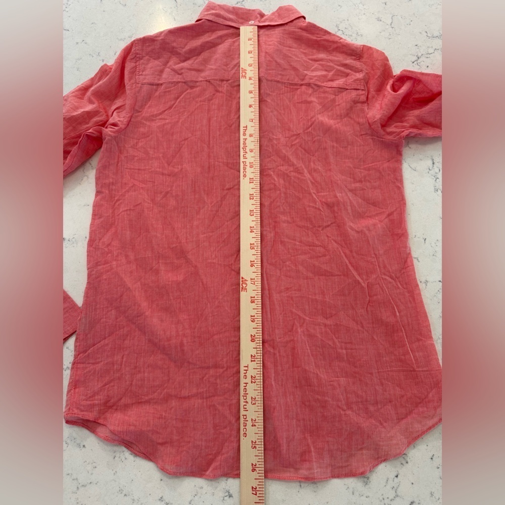J Crew Lightweight Shirt button down Womens Sz 4 Small Top Blouse Pink Orange - Picture 4 of 7
